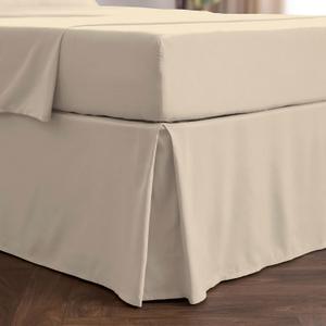 Mellanni Bed Skirt King Size  Bed Skirting  15Inch Tailored Drop Pleated Dust Ruffle  Hotel Luxury Bedding  Wrinkle, Fade, Stain Resistant  1 Bedskirt (King, Beige)