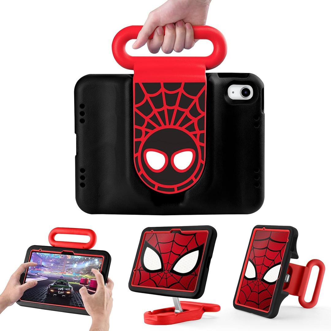 Kids Case for iPad (A16) 11th Generation 11 Inch 2025/ iPad 10th Gen 10.9" , Child Friendly Case with Adjustable Stand,Heavy Duty Protective Cover for iPad Air 11 (M4/M3/M2)2026/2025/2024. (Black-red)