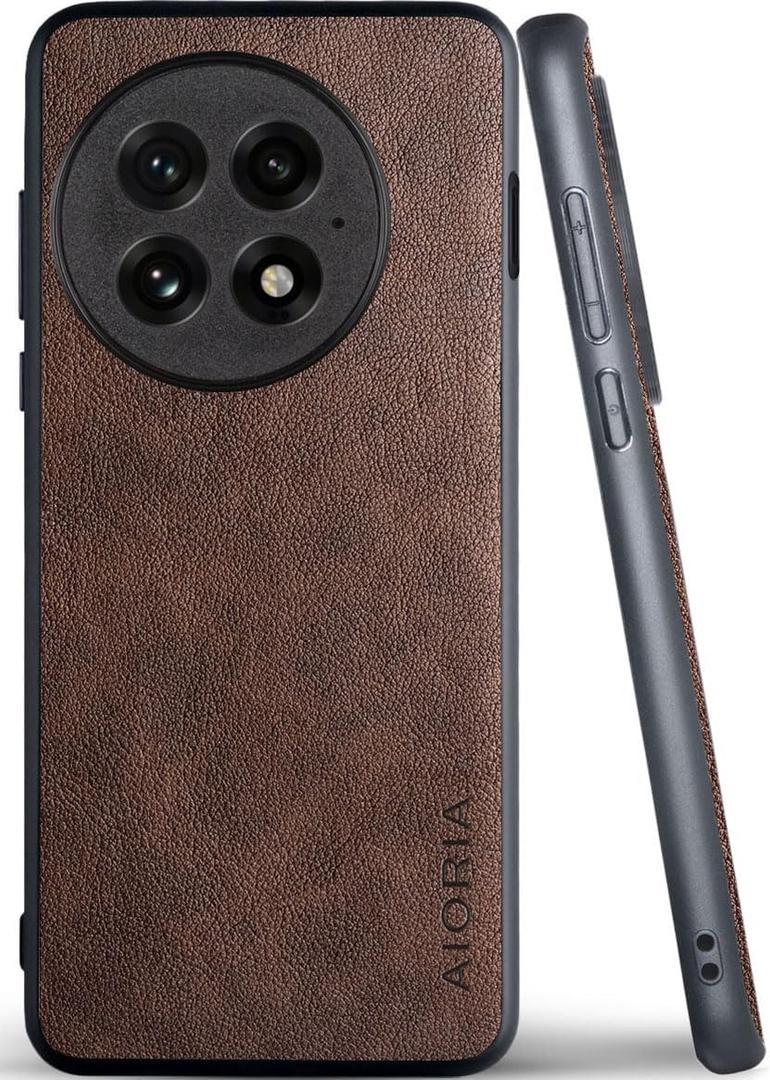 for Oneplus 13 Case Premium PU Leather Cover Retro Design Full Protective Phone Case for Oneplus 13 5G (Coffee)