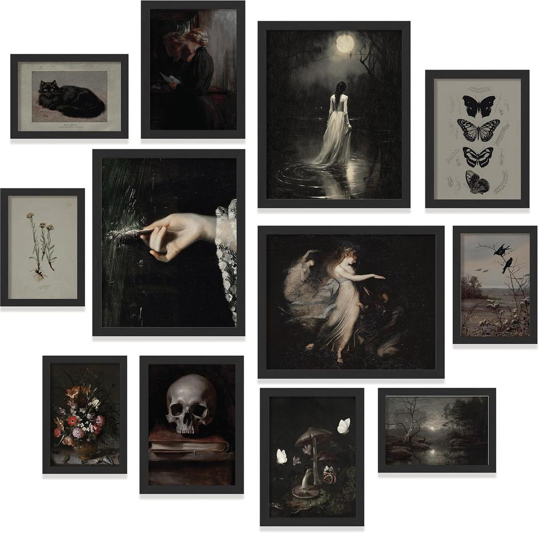 97 Decor Dark Academia Decor - Victorian Gothic Wall Art Prints, Dark Moody Aesthetic Pictures, Creepy Goth Posters Vintage Gothic Painting for Home Bedroom Decorations (8x10 Unframed)