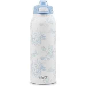 Ello Pop & Fill 32oz Stainless Steel Water Bottle with QuickFill Technology, Double Walled and Vacuum Insulated Metal, Leak Proof Locking Lid, Straw and Chug, Reusable, BPA Free, Porcelain Rose