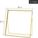 REDHUGO Double Glass Frame for Pressed Flowers Handmade, Tabletop Photo Frame for Floating Picture and Flower Press, Simple, Metal Geometric, Square, Gold, 6x6 Inches