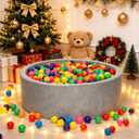 Hovenlay Ball Pit Balls Phthalate Free BPA Free Crush Proof Plastic - 7 Bright Colors in Reusable Play Toys for Kids with Storage Bag
