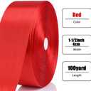 NESCCI 100 Yards Ribbon,1-1/2 Inch Red Satin Ribbon,Single Face Satin Ribbons,Perfect for Gift Wrapping,Wedding Decoration,Handmade Bows, Wrapping Bouquet and More
