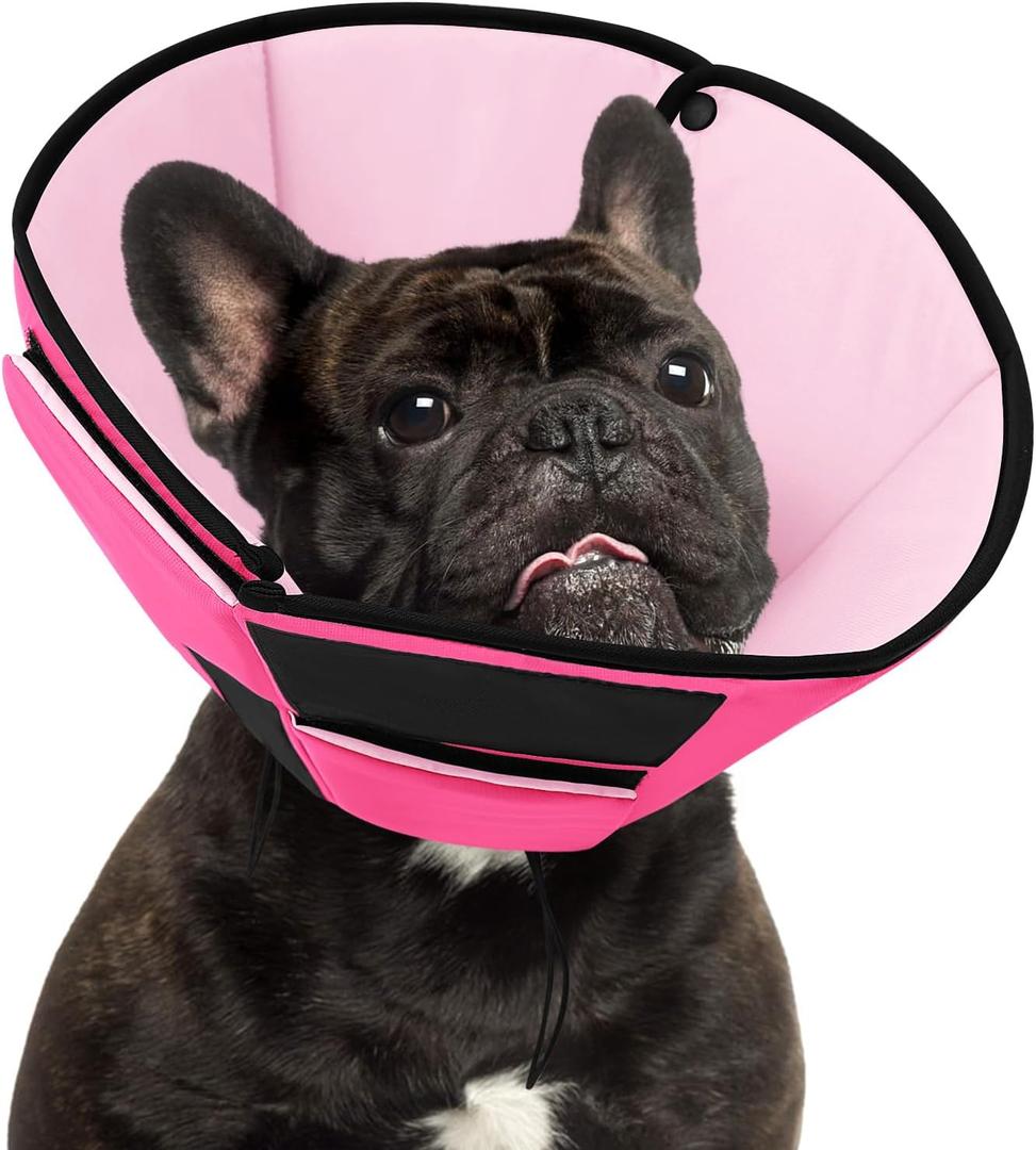 Small Dog Cone Collar, Adjustable Soft Dog Cone for Small Dogs to Stop Licking, Breathable Pet Recovery Cone for Small Male Female Dogs, Pink S