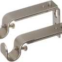 Ivilon Adjustable Brackets for Curtain Rods - for 1/2 or 5/8 Inch Rods. Set of 2 - Satin Nickel