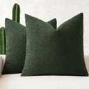 MIULEE 18x18 Inch Decorative Pillow Covers for Couch Bed Set of 2 Textured Boucle Neutral Throw Pillows Dark Green Accent Solid Cushion Pillowcase Cozy Soft Chair Sofa Livingroom Home Decor
