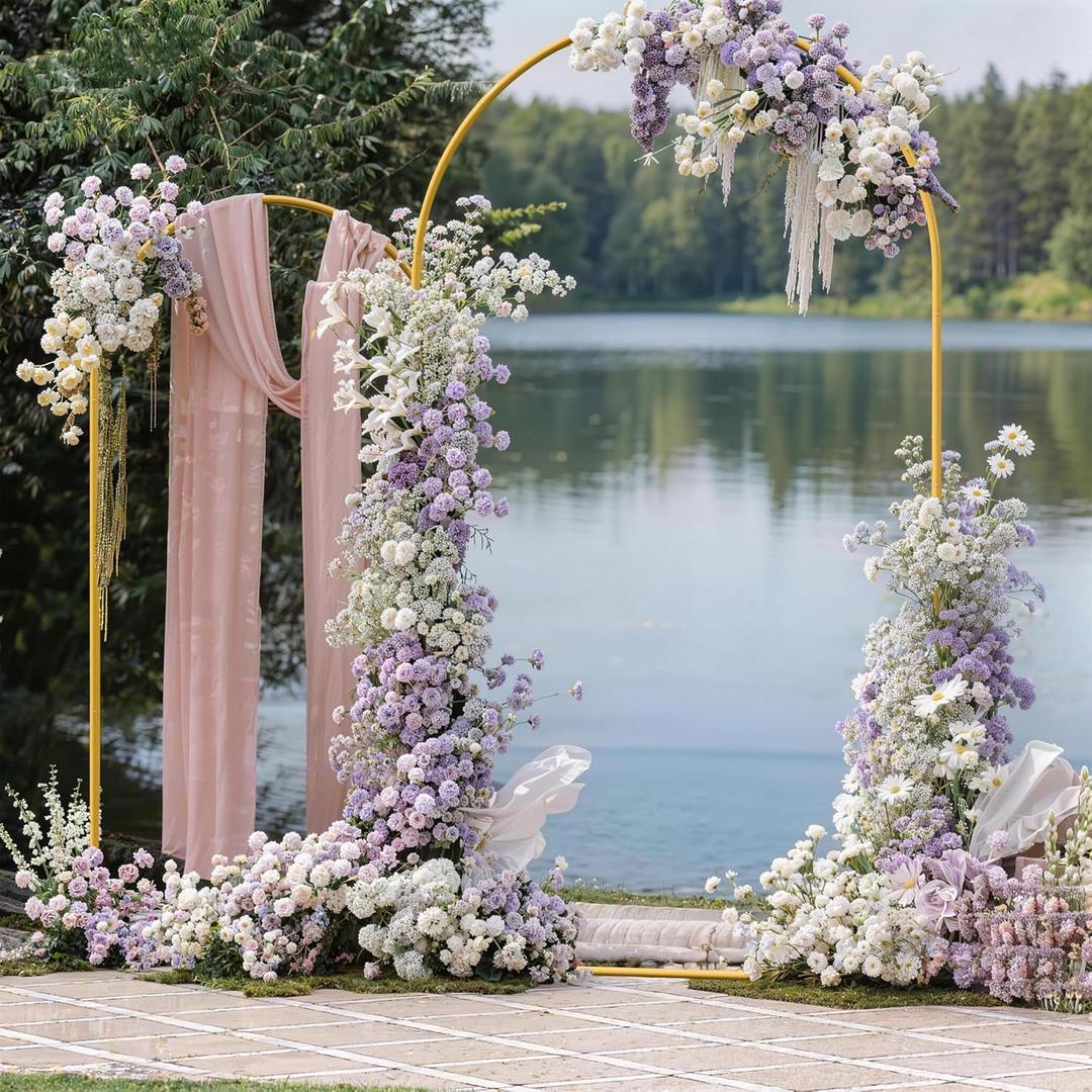 7.2FT+6FT Arch Wedding Arch Backdrop Stand, Heavy Duty Metal Arch Frame for Balloons, Flowers & Fabric, Event Decoration Stand for Ceremony, Party & Photos