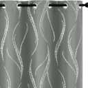 Yakamok Blackout Curtains 84 inch Length Living Room Thermal Insulated Silver Wave Line Dots Pattern Curtains Room Darkening Grommet Curtains for Bedroom, Grey, W52 x L84-inch, 2 Panels