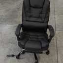 Massage Office Chair Reclining Office Chair with Footrest Soft Leather Executive Office Chair Ergonomic High Back Computer Desk Chair for Home Office Black