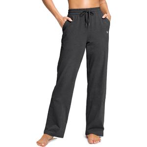 SANTINY 31"/33"/35" Women's Tall Cotton Sweatspants Yoga Lounge Casual Pants Open Bottom Sweat Pants for Women with Pockets (Large, Charcoal)