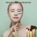 9 pcs Makeup Brush set, Suitable for Travel or Business Trips, Takes up Almost No Space, Includes Packaging Box to Avoid Dirtying the Bag (Green)