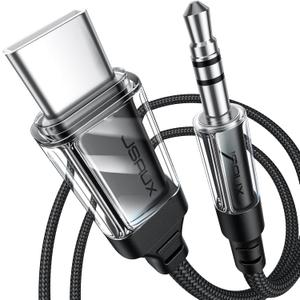 JSAUX Aux to USB C, USB C to 3.5mm Audio Aux Jack Cable Headphone Car Stereo Cord Compatible with iPhone 16/15 Pro Max, Samsung Galaxy S24 S23 Ultra, iPad Pro, Pixel 8-3.3FT