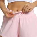 Kcutteyg Running Shorts for Women with Liner High Waisted Lightweight Womens Workout Shorts with Back Pocket- 4" (Pink, M) (Pink, M)