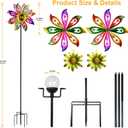 Solar Wind Spinners Outdoor with Lights Sunflower Garden Outdoor Decor Yard Lawn Art Decor for Patio Kinetic Windmills Unique Gifts for Friends and Family 60.63'' H x 13.38'' Dia 360 Rotation