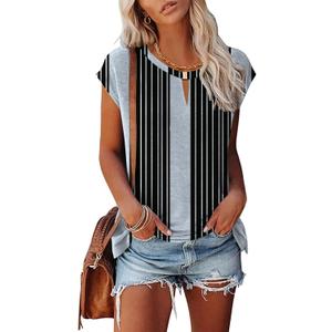 Kistore Women's Summer Casual V Neck Tank Tops Cap Sleeve Loose Fit Blouses Tunic Shirts (Black, S)