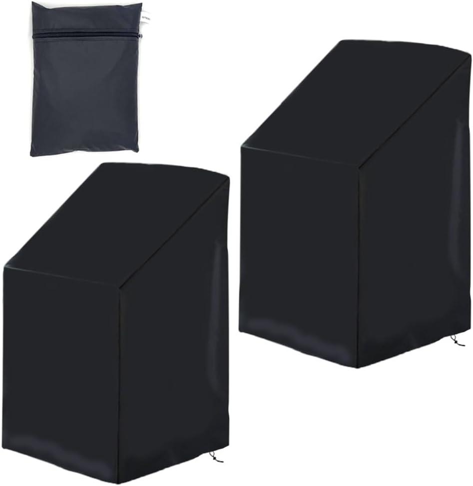 Outdoor Chair Cover Waterproof Sunproof Oxford Fabric with Drawstring - All Weather Protection for Patio, Garden, Balcony Furniture (Black 2 piece )