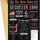 4 x Jumbo 35th Birthday Card, Funny 35th Birthday Gifts for Her, Sweet 35th Birthday Decorations for Women, Happy 35th Birthday Card for Wife, Big 35 Years Old Birthday Card (Black Pink)