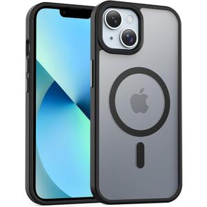 Temdan for iPhone 13 Case [Compatible with MagSafe] [Military-Grade Drop Protection] [Anti-Fingerprint] [Anti-Scratch] Slim Silky-Soft Touch Translucent Matte Case 6.1 inch, Black