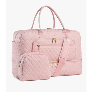 Large Women Travel Duffle Bag - Carry on Overnight Bag Weekend Travel Duffel Tote Bag Yoga Gym Bag with Wet Pocket Toiletry Weekender Overnight Bag for Travel Business Trips Sports Hospital Pink