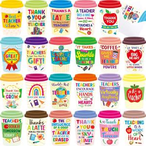 2 x Treasure Cove Teacher Appreciation Card Coffee Cup Thank You Cards for Teacher with Envelopes for Teacher's Day Graduation End of School Year Party Supplies 24Pcs