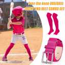 XZQTIVE Baseball Socks and Belt Combo,Over the Knee Softball Socks and Belt,Knee High Football Socks for Kids Youth Adults (Pink)