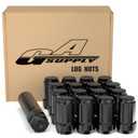 GAsupply 3/8"-24 ATV Lug Nuts Black, Closed End Acorn Spline Lug Nut Set 1.38" 35mm Tall Conical/Cone Seat for Aftermarket Wheels, 16pcs+1 Spline Lock Key