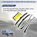 Windshield Wiper Arm & Blade Set Fits for 1985-1991 Chevy GMC C/K Pickup C1500 K1500 Suburban for 1987-1991 Blazer Jimmy Replaces# 22111206 15522766 15593245
