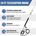 JANZ 24 FT Pressure Washer Telescoping Wand with Power Washer Extension Wands, Brush Head, Gutter Cleaner, 7 Spray Nozzle Tips, 2 Hose Adapters and Support Belt TW-004
