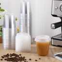 Baderke 100 Sets 12 oz Clear Plastic Cups with Lids,Sturdy Iced Coffee Cups with lids, Disposable Plastic Smoothie Cup for Cold Drinks