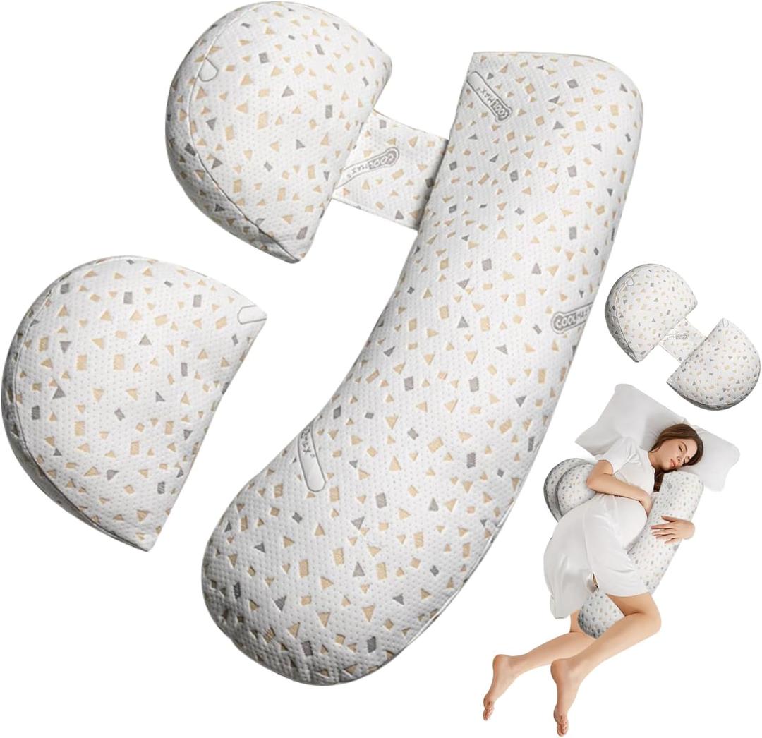 Pregnancy Pillow for Sleeping, Maternity Pillow Support for HIPS, Backs, Legs, Maternity Pillow with Detachable and Adjustable Pillow Cover (White)