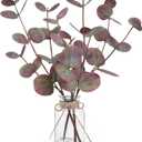Artificial Eucalyptus Stems in Glass Vase with Faux Water, 14" Fake Plants for Home Decor, Coffee Table Centerpieces, Office, Bathroom & Farmhouse Weddings - Faux Plants Decorations