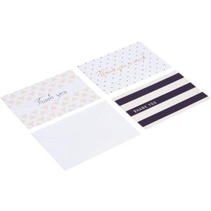 Amazon Basics Thank You Cards and Envelopes, 48 Count, Polka Dot and Stripe (4 inches by 6 inches)