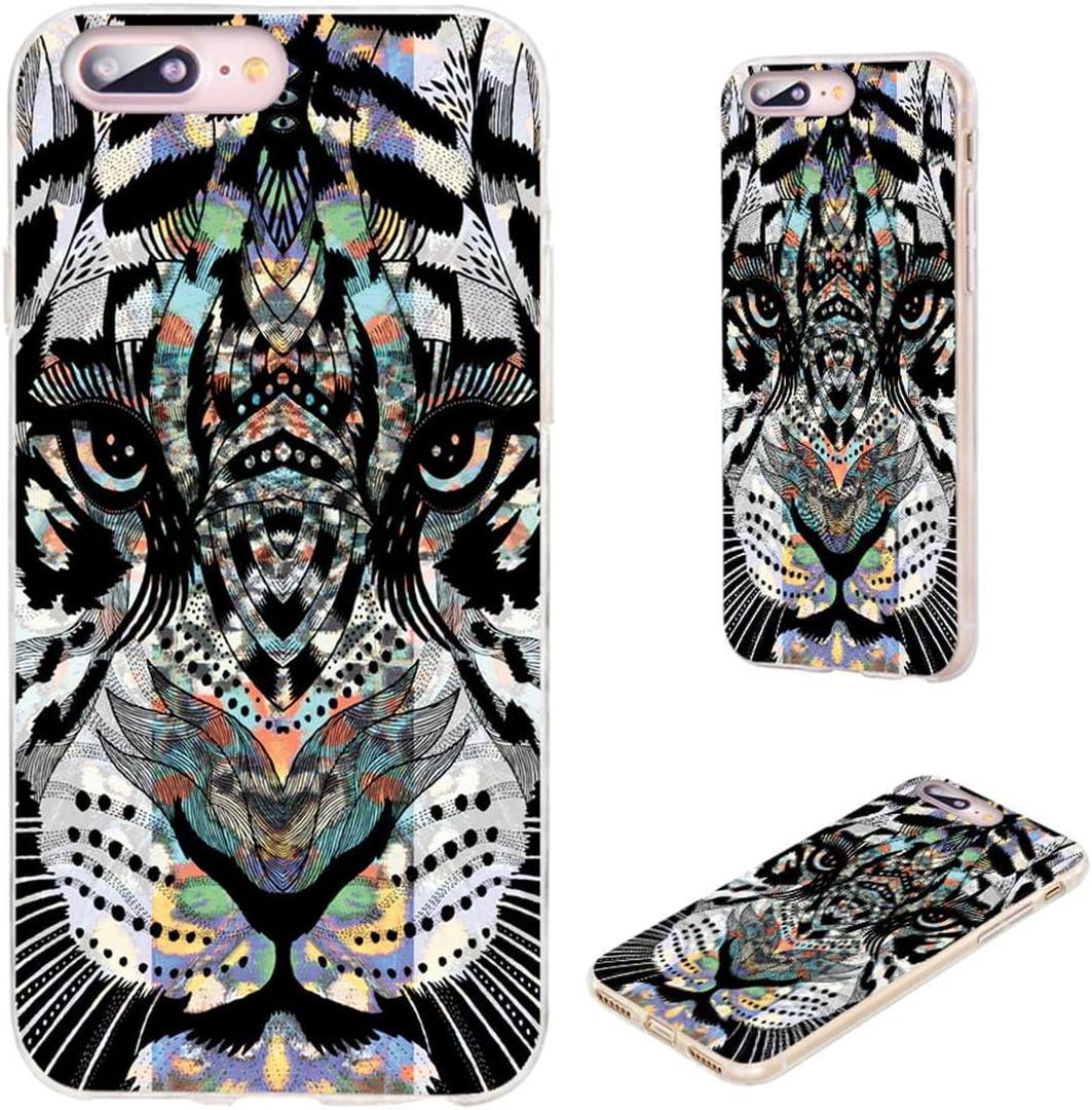 for iPhone 8 Plus Case,for iPhone 7 Plus Case for Women Men Girl,VoMotec Shockproof Anti-Scratch Slim Soft TPU Clear Protective Cover Cases for iPhone 8 7 Plus 5.5,Black Tiger Head with Colorful Cross for iPhone 8 Plus Case,for iPhone 7 Plus Case for Women Men Girl,VoMotec Shockproof Anti-Scratch Slim Soft TPU Clear Protective Cover Cases for iPhone 8 7 Plus 5.5,Black Tiger Head with Colorful Cross