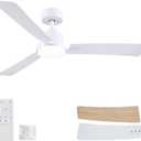 52 Inch Ceiling Fans with Lights,Low Profile Ceiling Fan,Modern Flush Mount,Reversible 6 Speeds,3CCT Dimmable Noiseless White Ceiling Fans for Living Room,Bedroom and Patio,ETL Listed