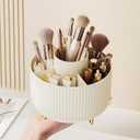 Diesisa Makeup Brush Holder Organizer,360 Rotating Makeup Brush Organizer,5 Slot Make up Brushes Cup for Cosmetics, Nail Polish, Art Supply, Bathroom Vanity Desktop Organizer - Cream