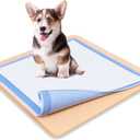 Skywin TidyFriend Dog Pee Pad Holder Tray - Fits Up to 24 x 24 Pee Pad Holder for Dogs - Stable Grip, Raised Edges, Quick-Wipe Silicone Surface Dog Pad Holder for Indoor Flooring Protection (Beige) (1 Pack)