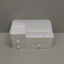 HBlife Makeup Organizer & Skincare Storage - Large Cosmetic Organizer with 3 Drawers, 8 Compartments Vanity Storage Box for Bathroom Counter, White