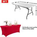 IVAPUPU 2 Pack 6FT Table Cloth for Rectangular Fitted Events Stretch Red Table Covers Washable Spandex Spring Tablecloth Protector for Party, Wedding, Cocktail, Banquet, Festival