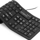 Sungwoo Foldable Silicone USB Wired Standard Waterproof Rollup Keyboard for PC Notebook Laptop, Full Size (Black)