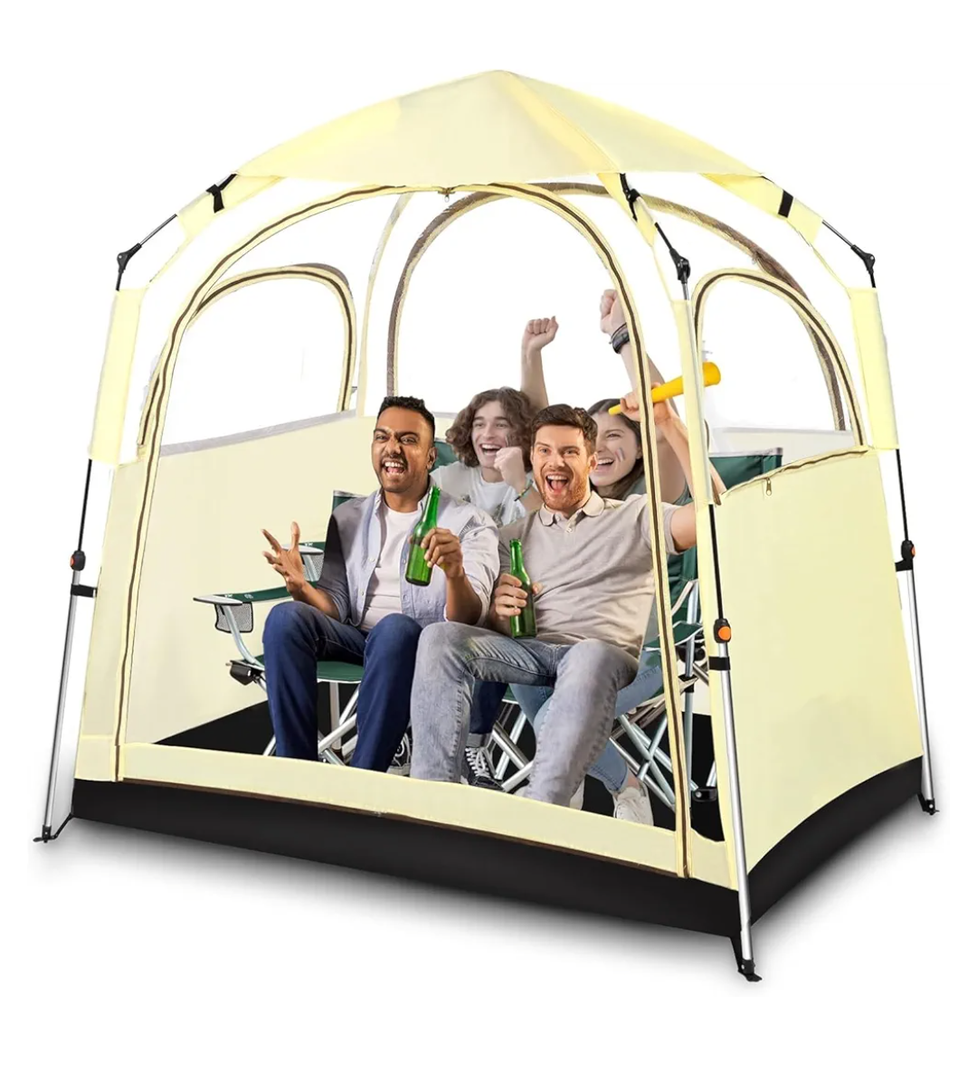 Sports Tent, All Weather Clear Sport Shelter, with Detachable Top Cover Rain Tent for 1-4 People, Windproof and Rainproof Bubble Tent 540° View for Sports Events Camping Fishing