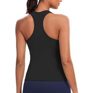 Sports Bra for Women, Wide Straps Racerback Built-in Bra Tank Tops,Gym Yoga Sports Shirts Running Athletic Crop Top (Black, L)