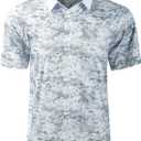 Derminpro Mens Camo Golf Shirts Moisture Wicking Short/Long Sleeve Dry Fit Golf Polos (Gray, S)