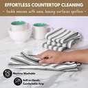 Native Fab 100% Cotton Striped Kitchen Towels - Set of 12-16"x26"- Basket Weave Stripe Dish Towels for Quick Drying, Absorbent Kitchen Wash Cloths Set with Hanging Loop - Black