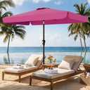 AreShark 6.5 x 10 FT Rectangular Valance Patio Umbrella, Outdoor Umbrella with Tilt and Crank, Market Table Umbrellas W/ 6 Ribs UV Protection for Garden, Deck, Backyard and Pool, Rose Pink