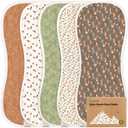 5-Pack Muslin Burp Cloths Baby Boy, Girl - Very Absorbent Baby Burp Cloth Rags, 8-Layers Viscose Derived from Bamboo Cotton Muslin Towel, Super Soft Spit Up Rags, No Shrink Washcloths (Fall Spores)