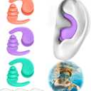 Kids Swimming Ear Plugs,3 Pairs Waterproof Reusable Silicone Child Swim Earplugs for Swimming Surfing Bathing Showering,Small Children Water Ear Plugs Suitable for Boys and Girls (Kids 4-12 Years Old), Multicolor