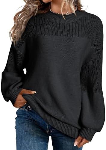 Dokotoo Women's Casual Long Sleeve Sweaters Loose Crewneck Knit Solid Pullover Sweater Jumper Tops, Size XL