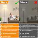 Nintiue 【Upgraded】 Dimmable Floor Lamp for Living Room, 11W LED Bulb Included, Modern Standing Lamp, Tall Pole Light with Linen Shade for Bedroom Reading Office Corner Nursery-Black