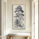 Framed Pine Tree Sketch Vintage Wall Art for Living Room,Black and White Forest Large Canvas Wall Art,Vintage Art Paintings Wall Decor,Cuadros Decorativos for Bedroom,Kitchen,19.6x39.3 Inch